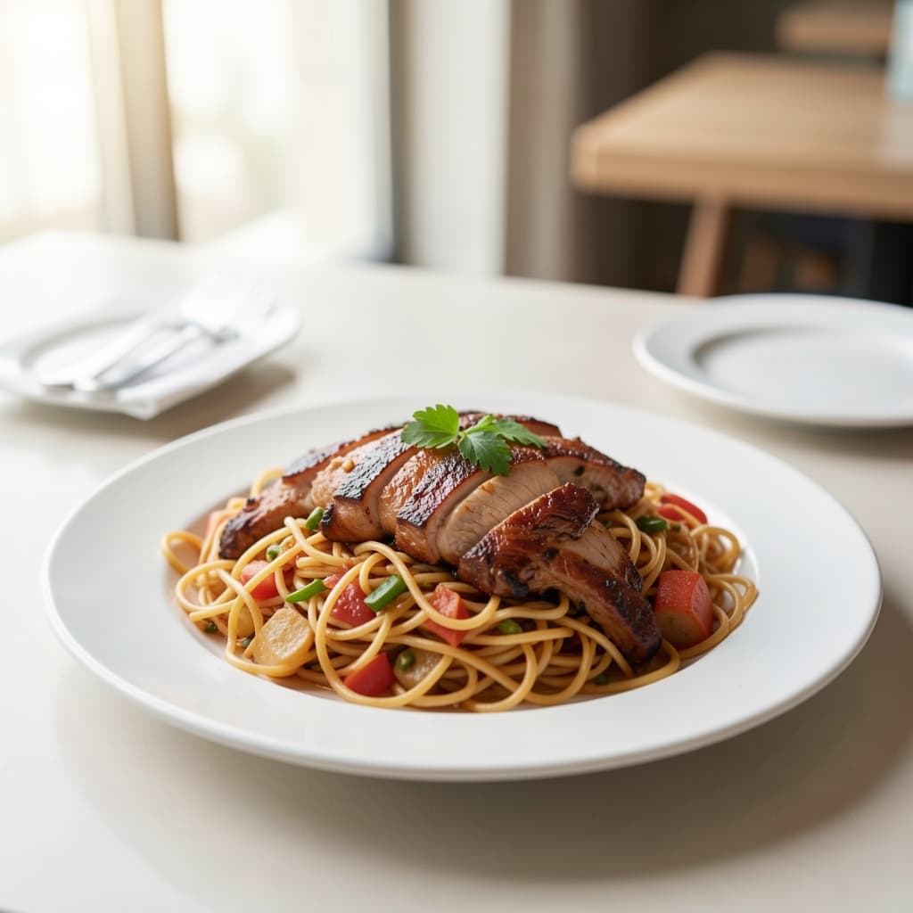 Chowmein w/ BBQ Chicken